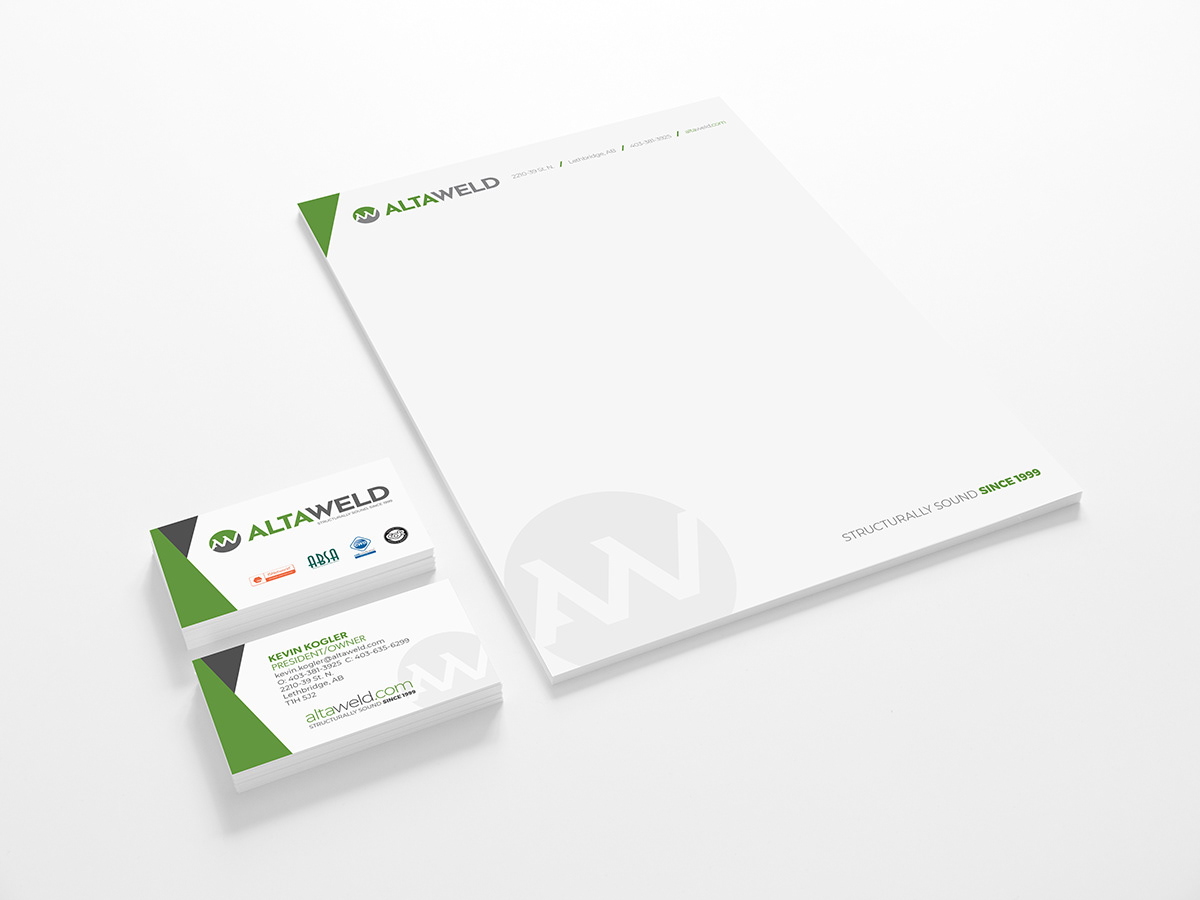 Rebrand and stationery design for Altaweld.