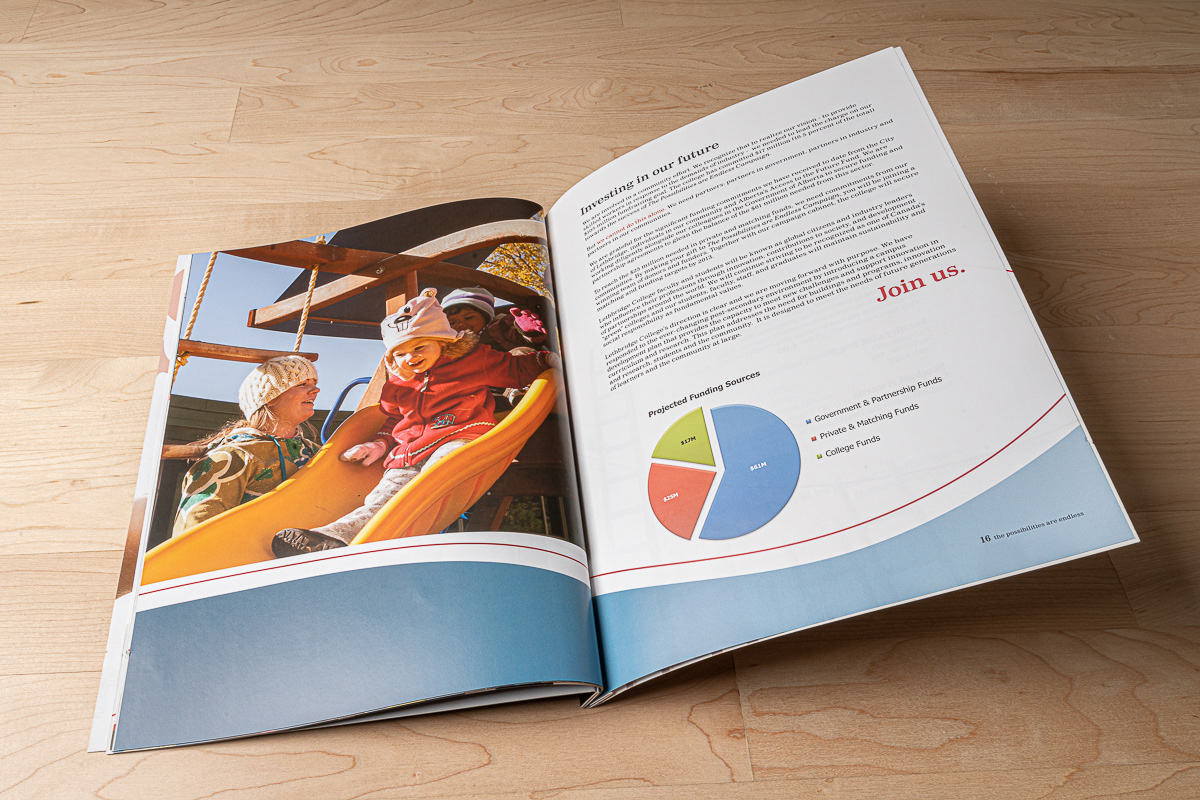 Fundraising booklet photography and design for Lethbridge College.