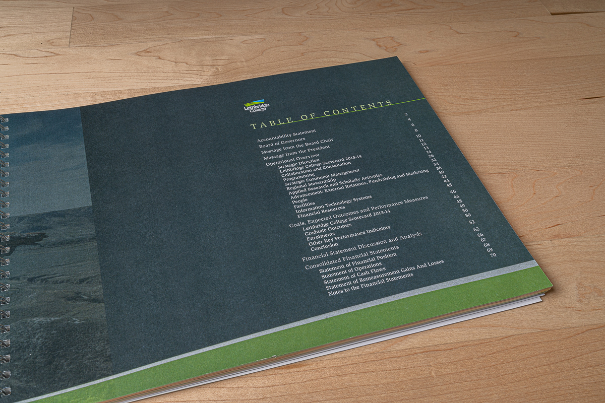 Annual Report photography, layout and design for Lethbridge College.