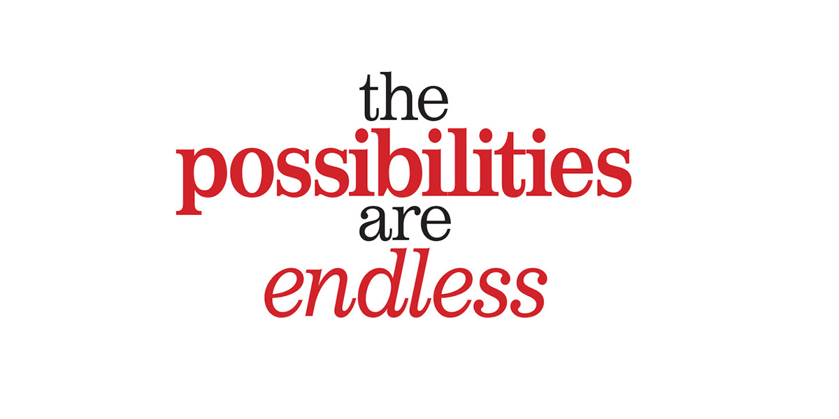 Logo design for The Possibilities are Endless fundraising campaign, Lethbridge College.