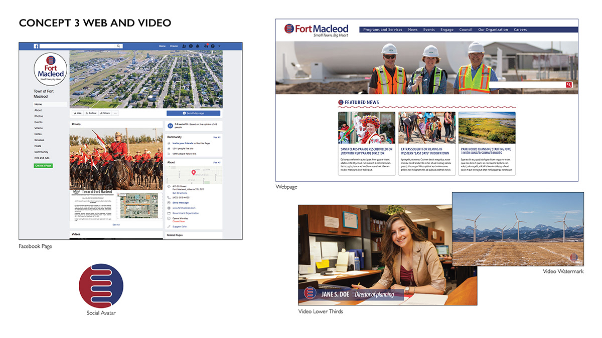Rebrand design concept for town of Fort Macleod.