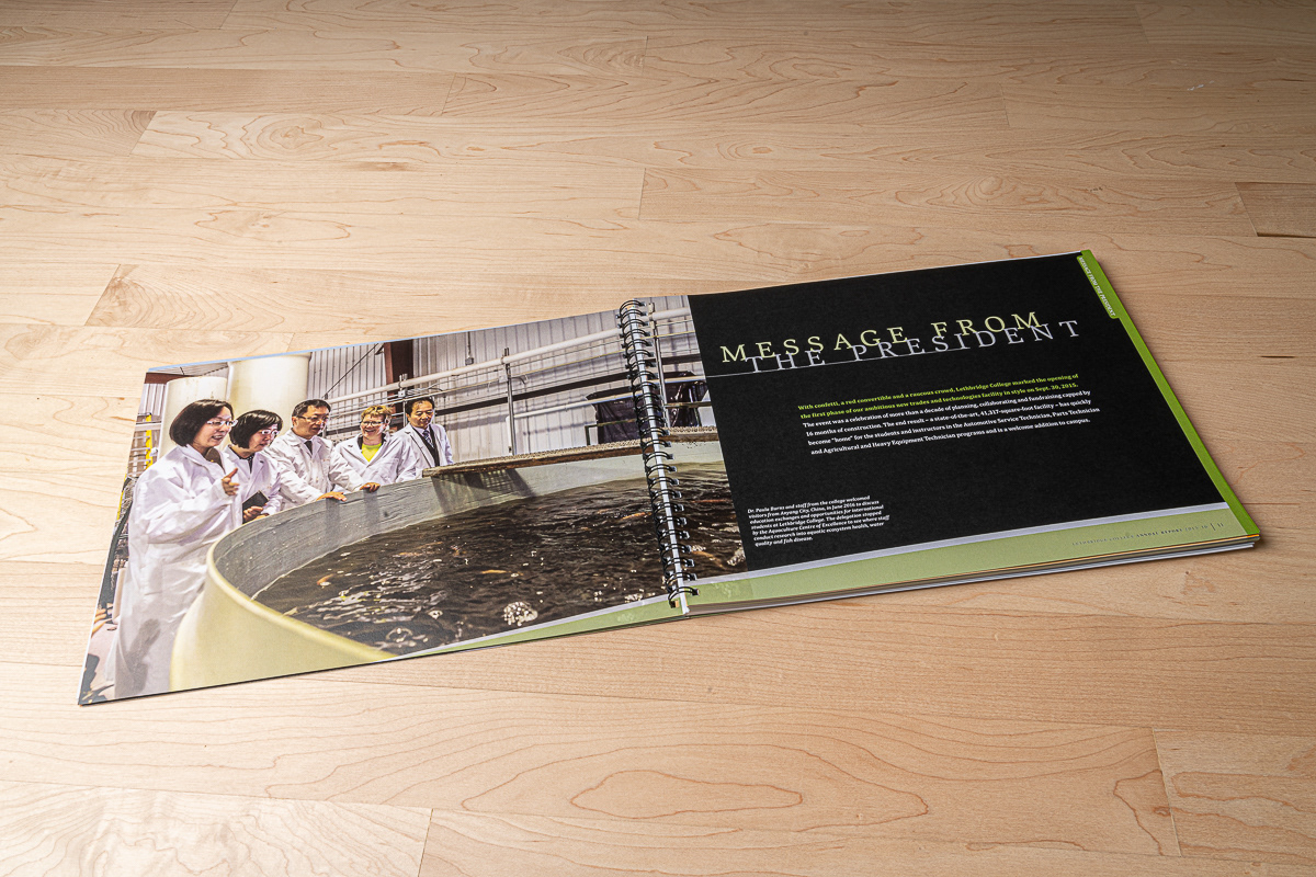 Annual Report photography, layout and design for Lethbridge College.