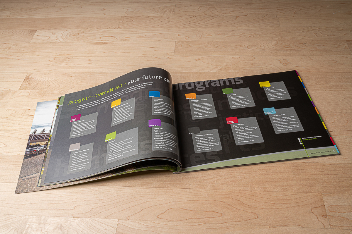 Viewbook photography, layout and design for Lethbridge College.