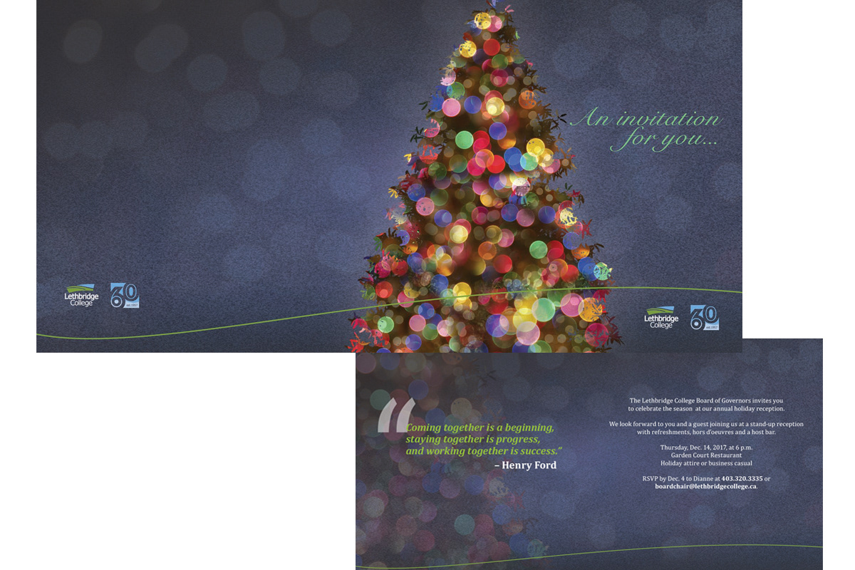 Christmas card design for Lethbridge College.
