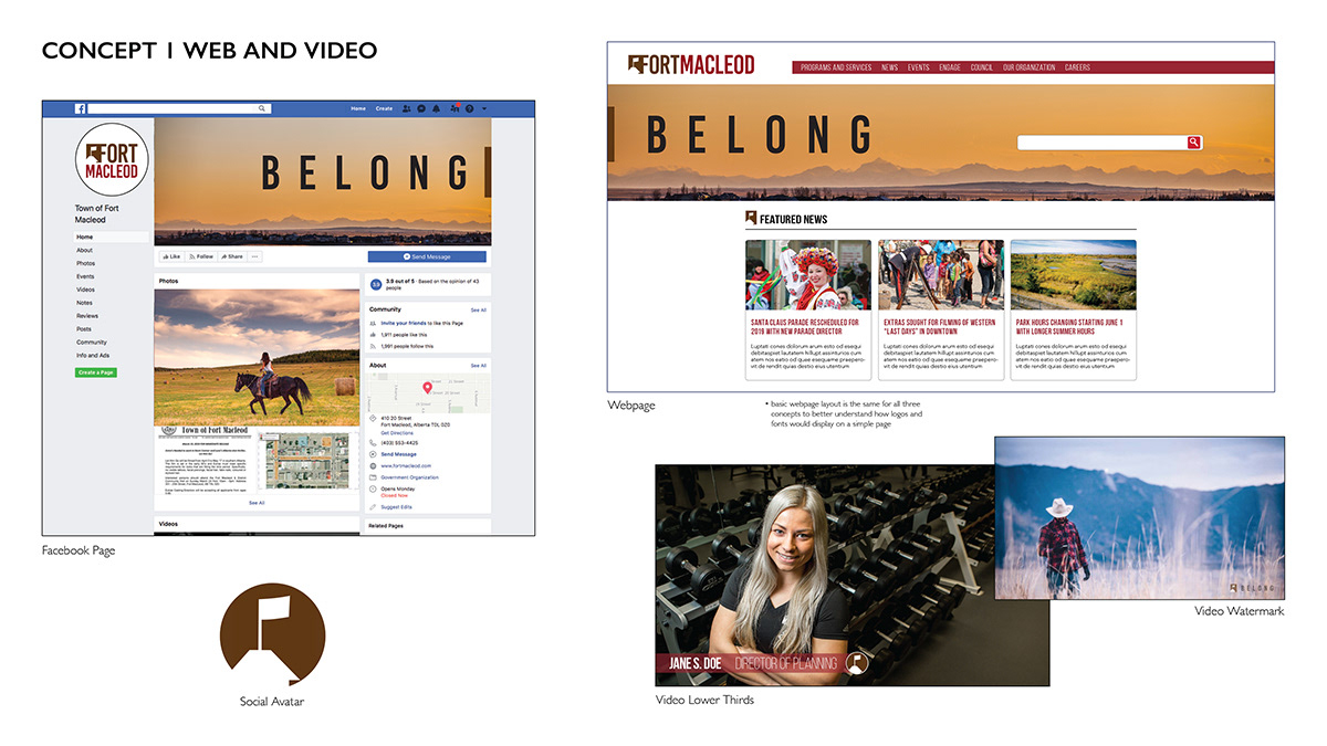 Rebrand design concept for town of Fort Macleod.