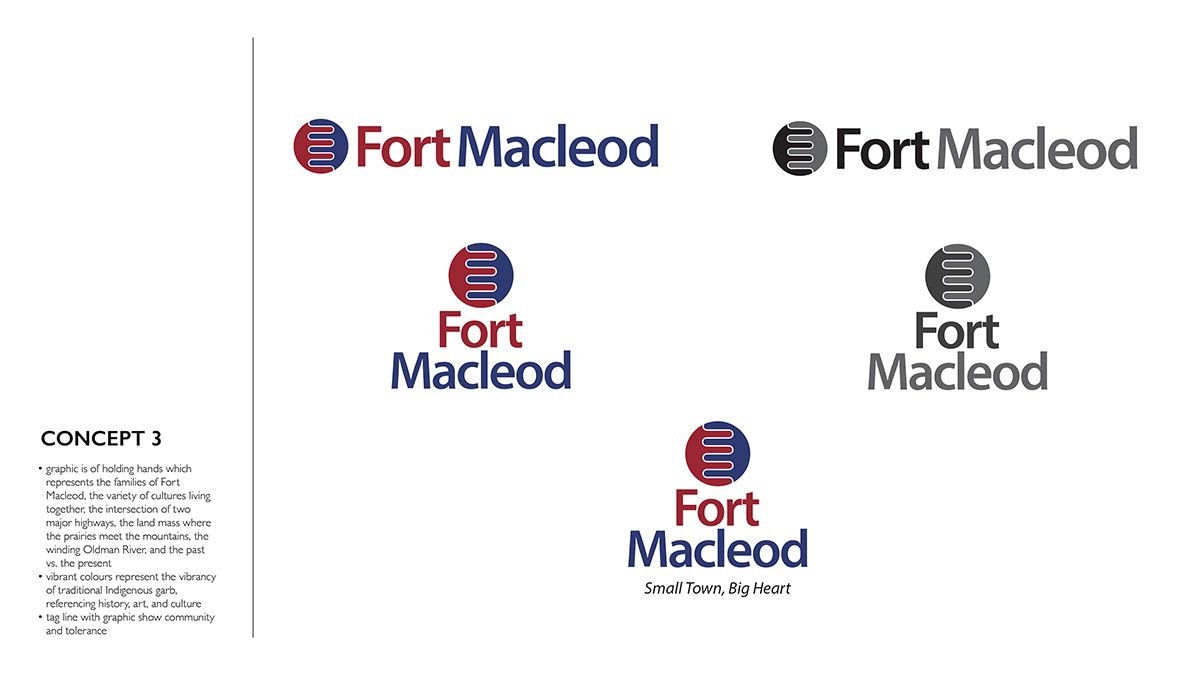 Rebrand design concept for town of Fort Macleod.