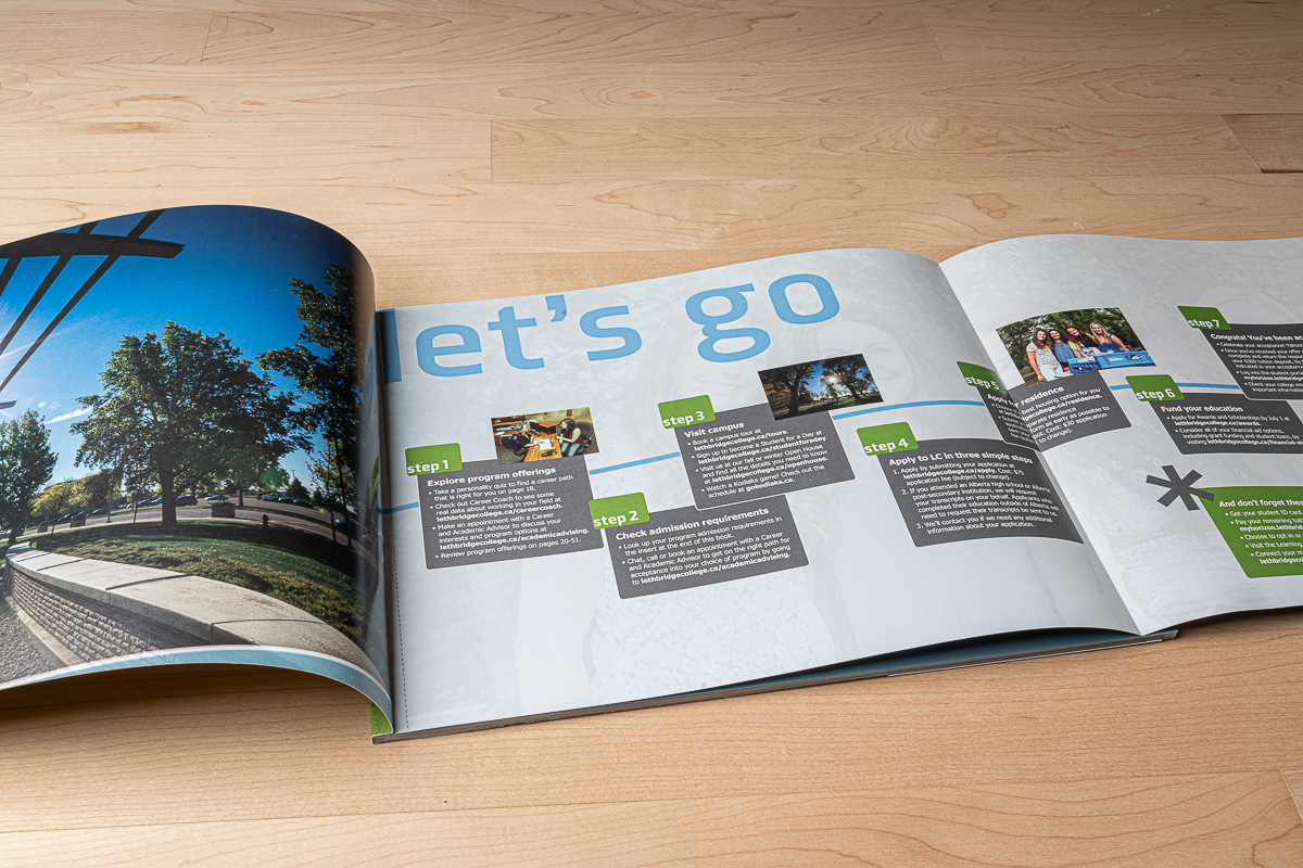 Viewbook photography, layout and design for Lethbridge College.