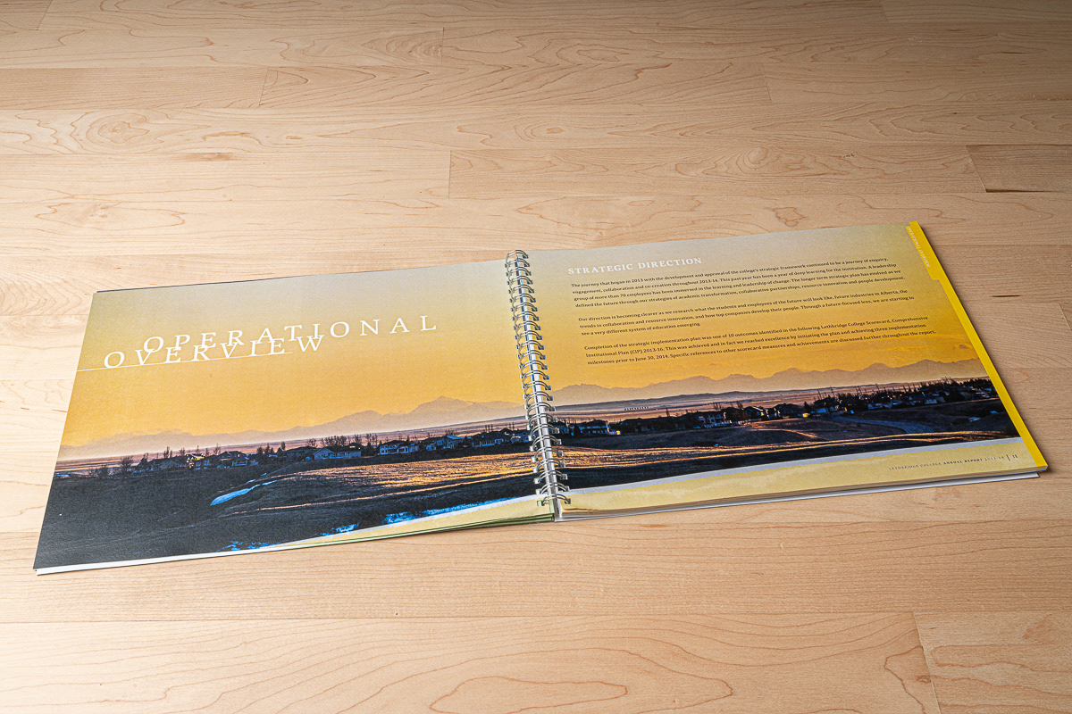 Annual Report photography, layout and design for Lethbridge College.