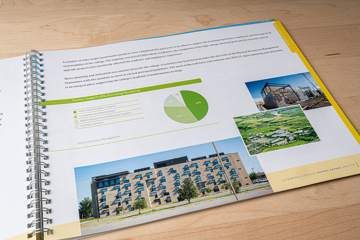 Annual Report photography, layout and design for Lethbridge College.