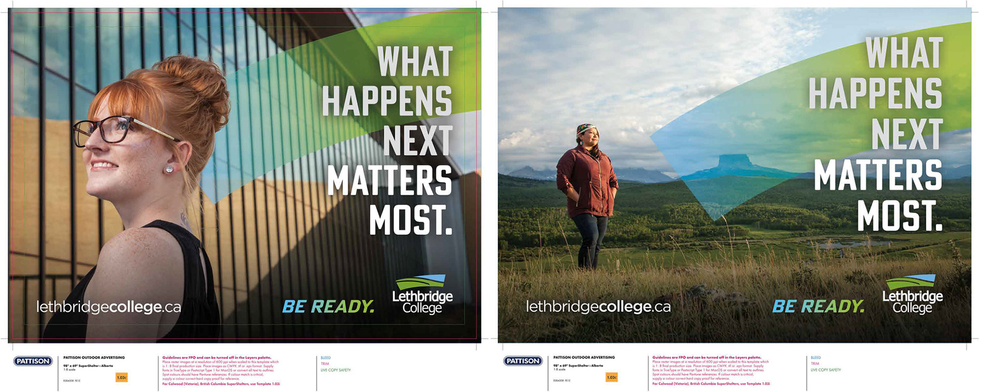 Bus shelter design and campaign development for Lethbridge College.