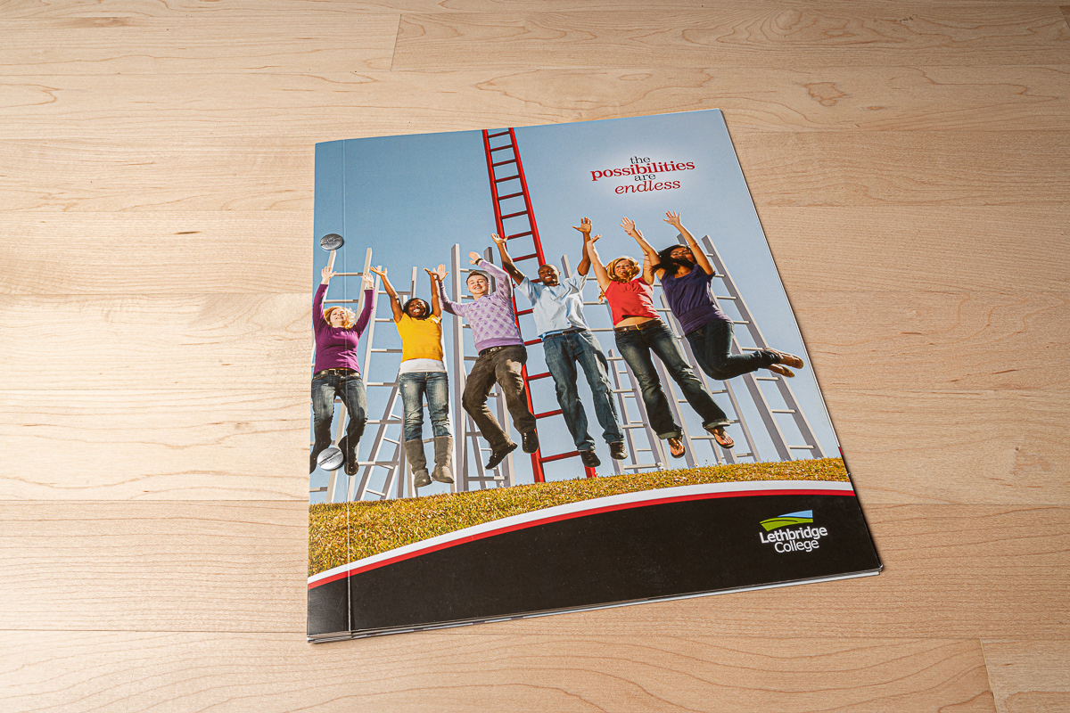 Fundraising booklet design and word mark for Lethbridge College.