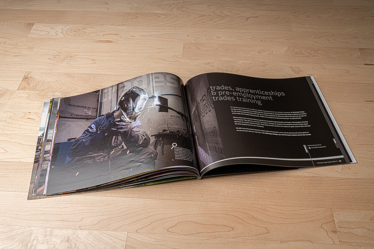 Viewbook photography, layout and design for Lethbridge College.