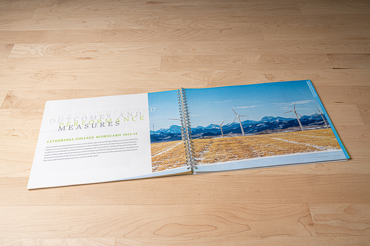 Annual Report photography, layout and design for Lethbridge College.