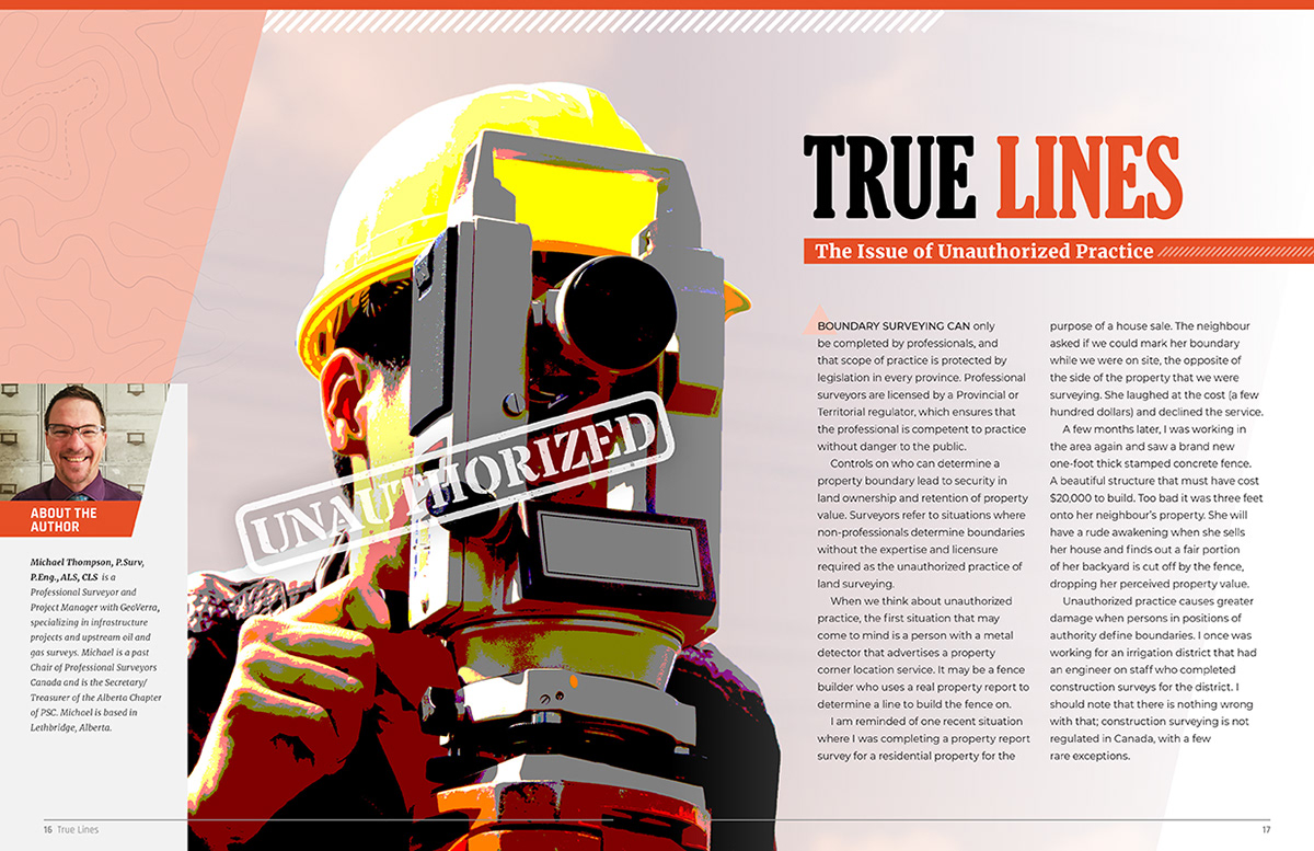 Magazine redesign for Professional Surveyors of Canada.