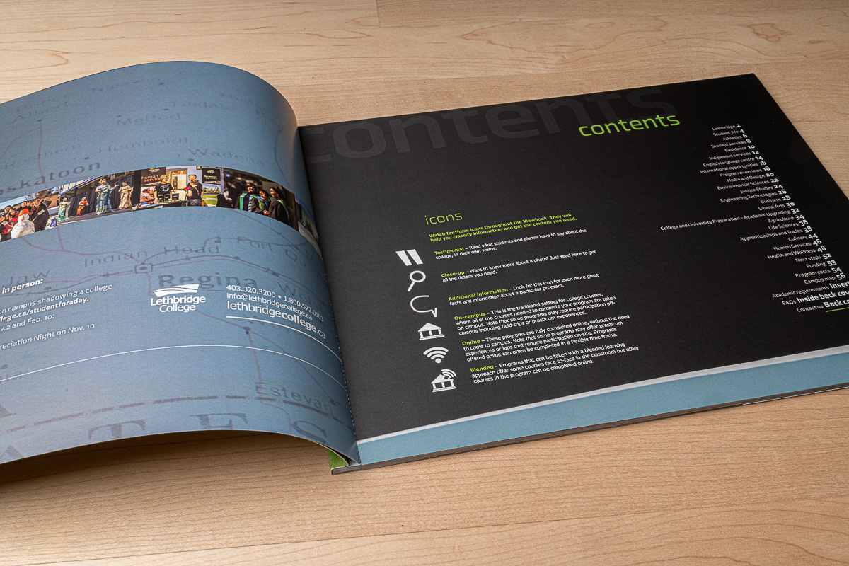 Viewbook photography, illustration, layout and design for Lethbridge College.