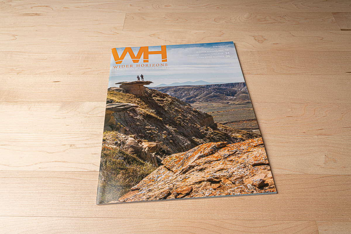 Image on the cover of Wider Horizons magazine, Lethbridge College.