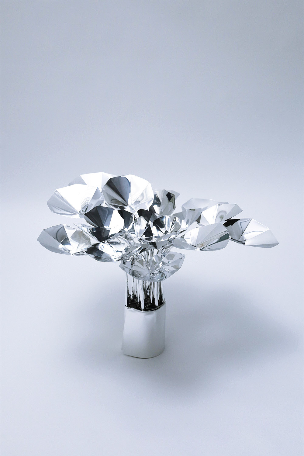 The Aluminum Garden -Structural Studies of Plants-Leopard Plant  Year: 2021 Size: 45x65x65/(h)x(w)x(d)cm Material: Aluminium foil 0.2mm (Mirror polished surface)