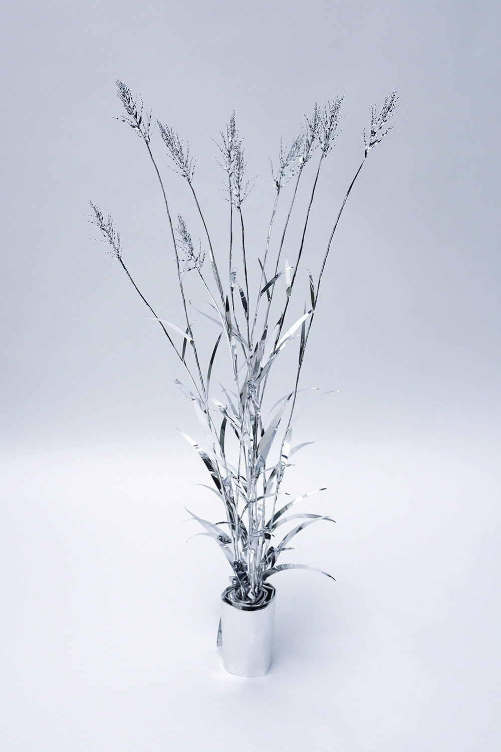 The Aluminum Garden -Structural Studies of Plants-Love grass  Year: 2021 Size: 100x50x35/(h)x(w)x(d)cm Material: Aluminium foil 0.2mm (Mirror polished surface) 