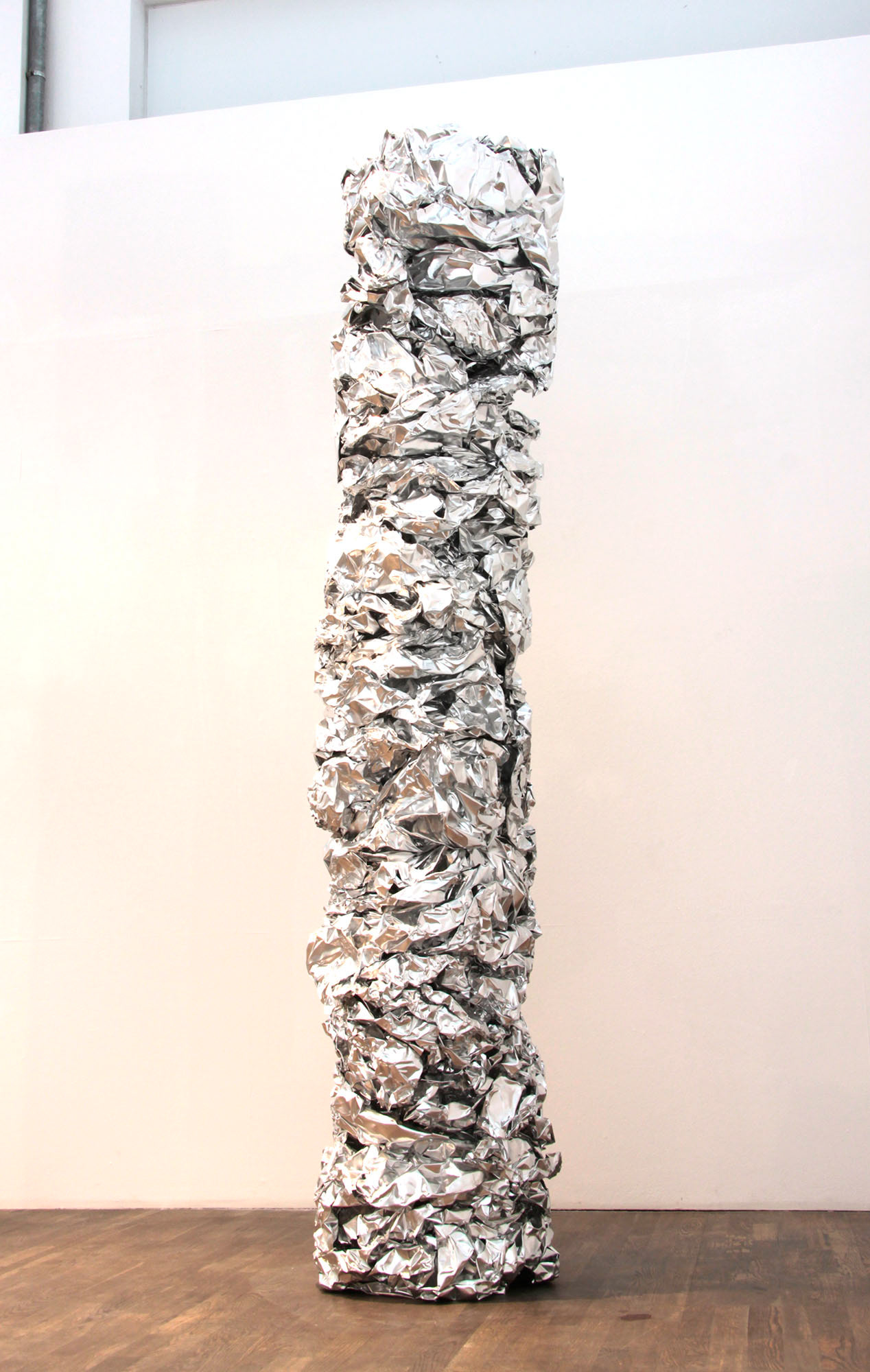 “Structural Studies” Column Supporting You and Me, Year: 2012, Material: Aluminium foil 0.2mm