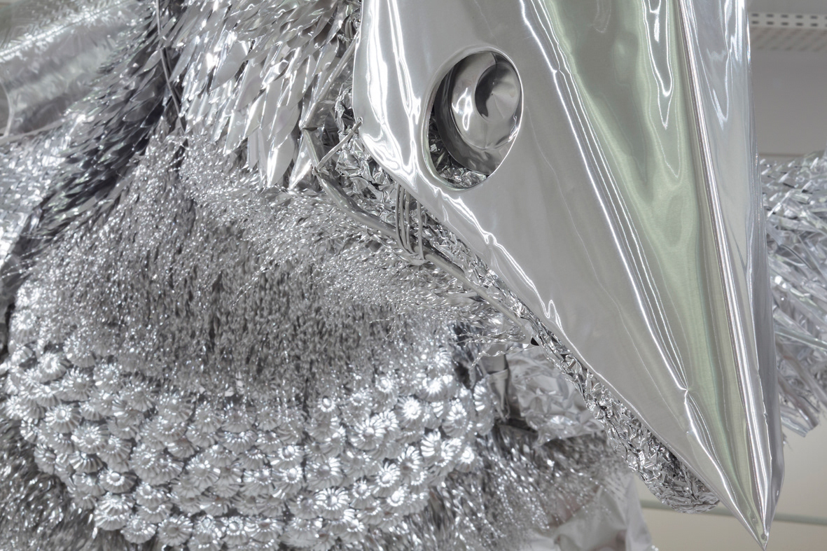 Title: Anonymous relatives-Archaeologist-, Material: Aluminium foil Size:600x550x300cm Year:2014