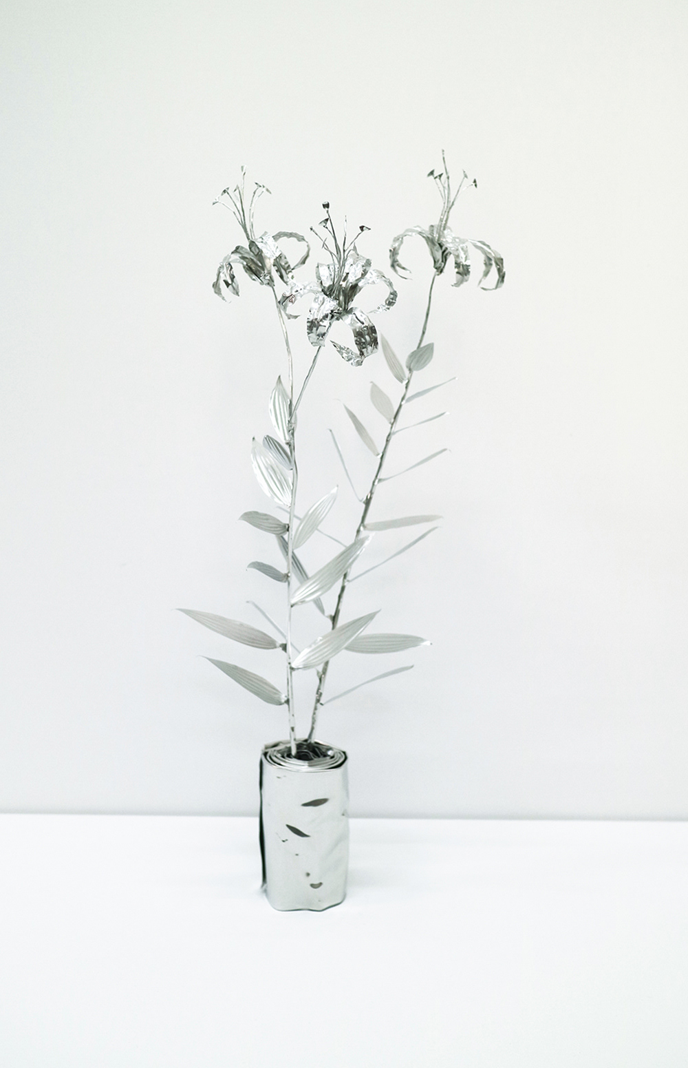 TITLE:  The Aluminium Garden -Structural Studies of Plant- Speciosum lily MATERIAL: Aluminium foil 0.2mm
