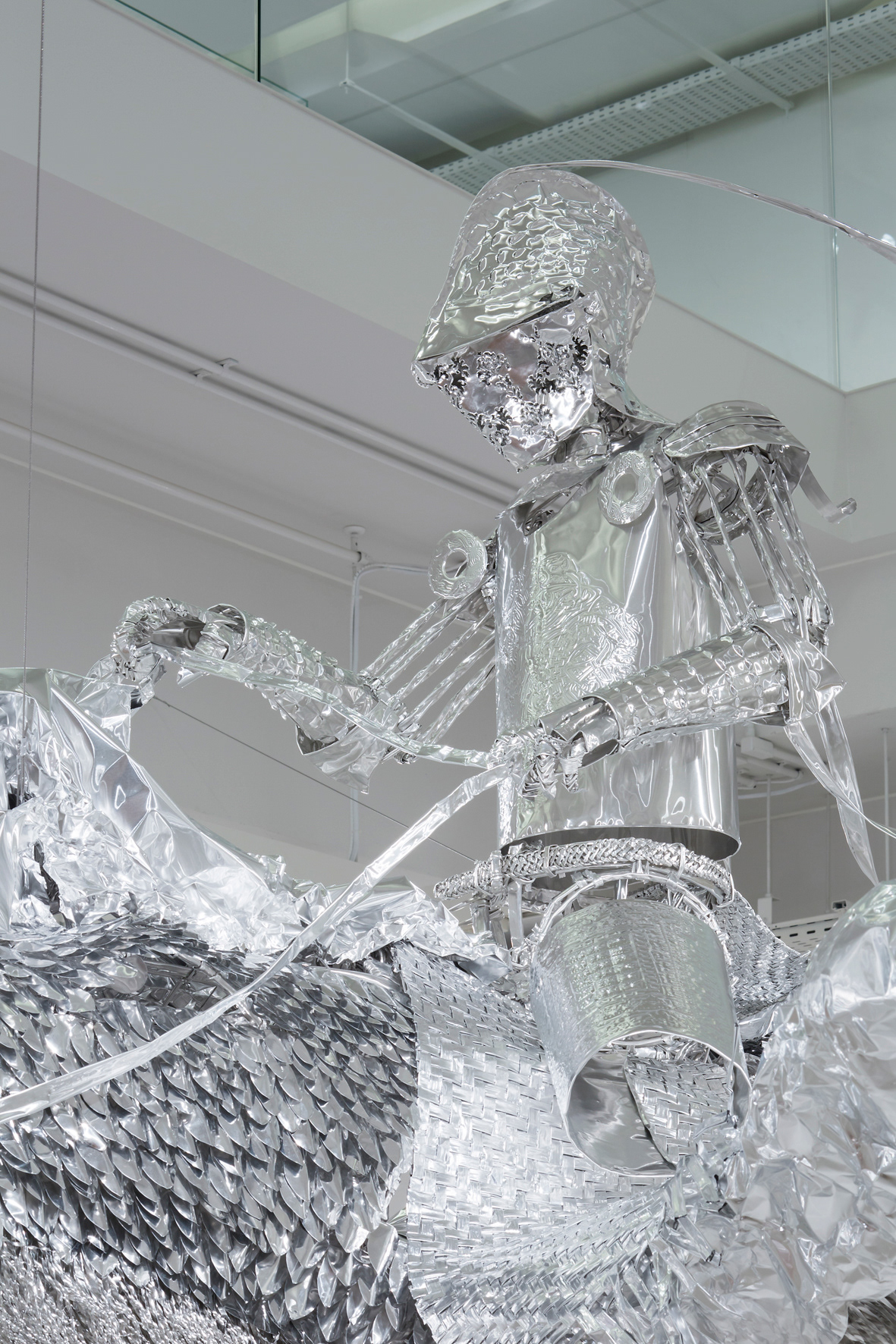 Title: Anonymous relatives-Archaeologist-, Material: Aluminium foil Size:600x550x300cm Year:2014