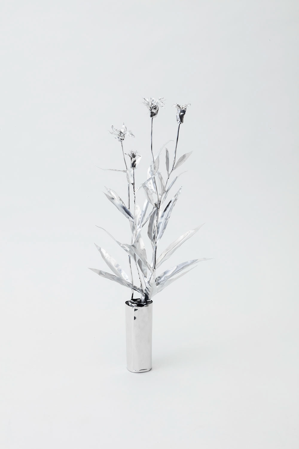 TITLE:  The Aluminium Garden -Structural Studies of Plant-Corn Flower MATERIAL: Aluminium foil 0.2mm Photo by Shinya Kigure