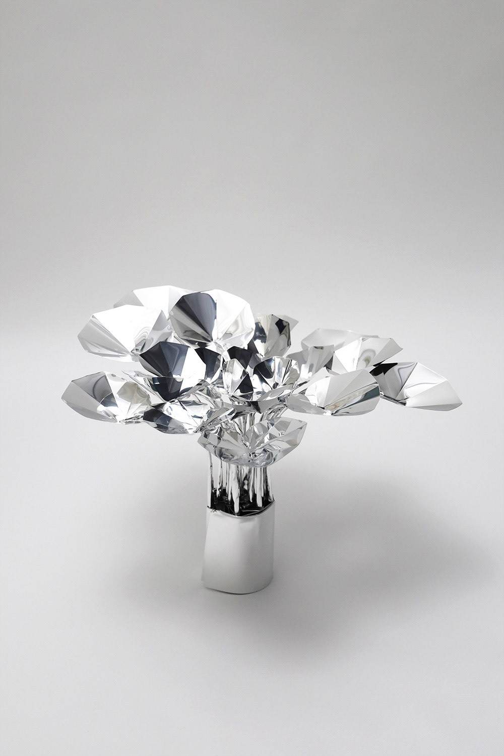 The Aluminum Garden -Structural Studies of Plants-Leopard Plant Year: 2021 Size: 45x65x65/(h)x(w)x(d)cm Material: Aluminium foil 0.2mm (Mirror polished surface) ◻️Price: 960 EUR +TAX