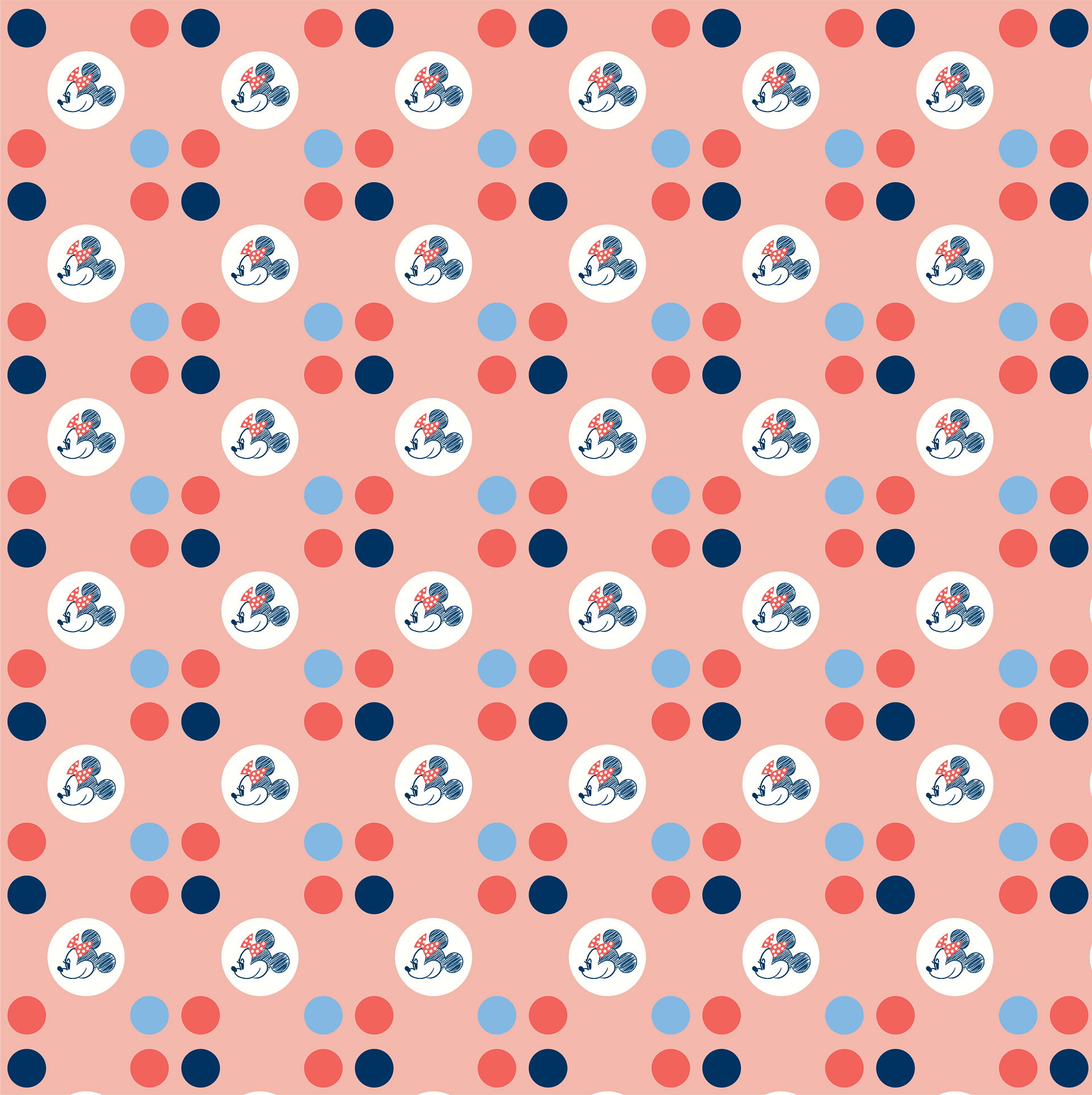 Minnie Mouse Vintage Textile Surface Pattern for Simple Modern