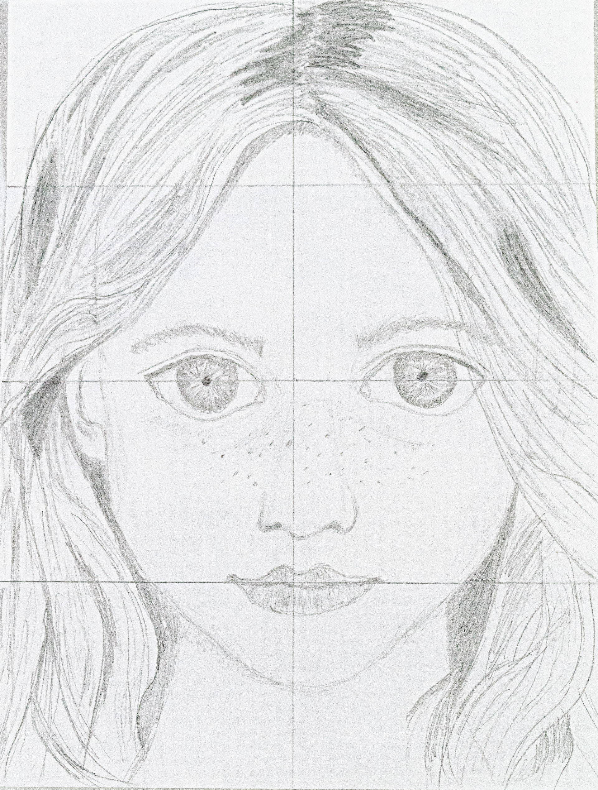 Study of how to draw a portrait with pencil while using proportion