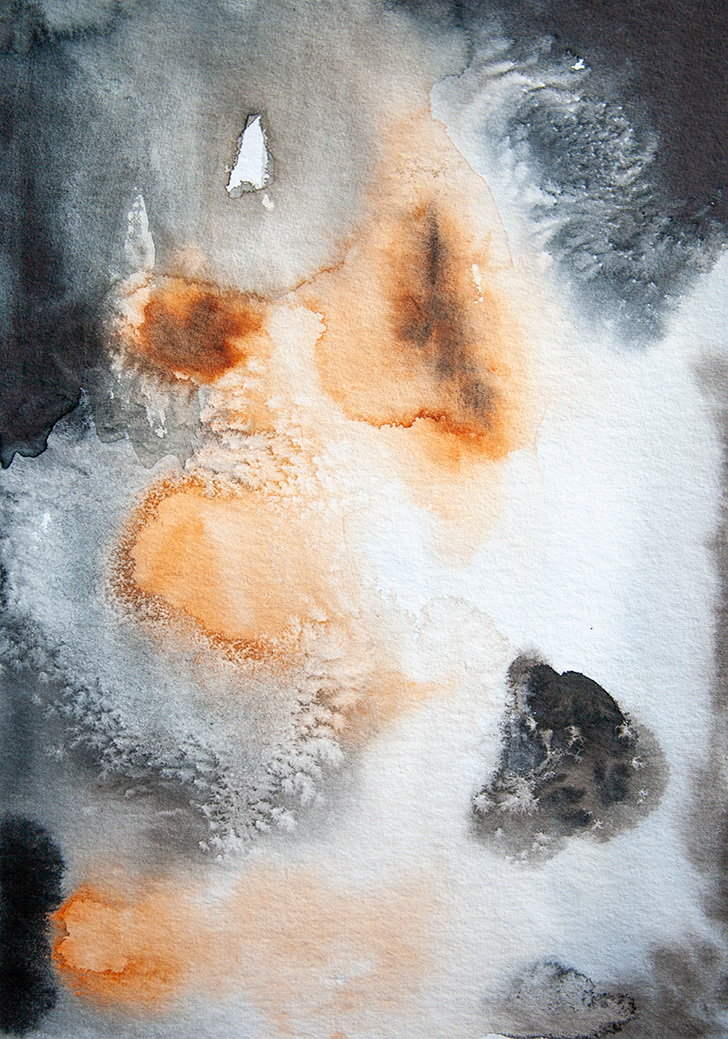 Allihaahka 1 / Steller’s eider 1, 2021, Aquarelle and oil on paper, 30 cm x 21 cm