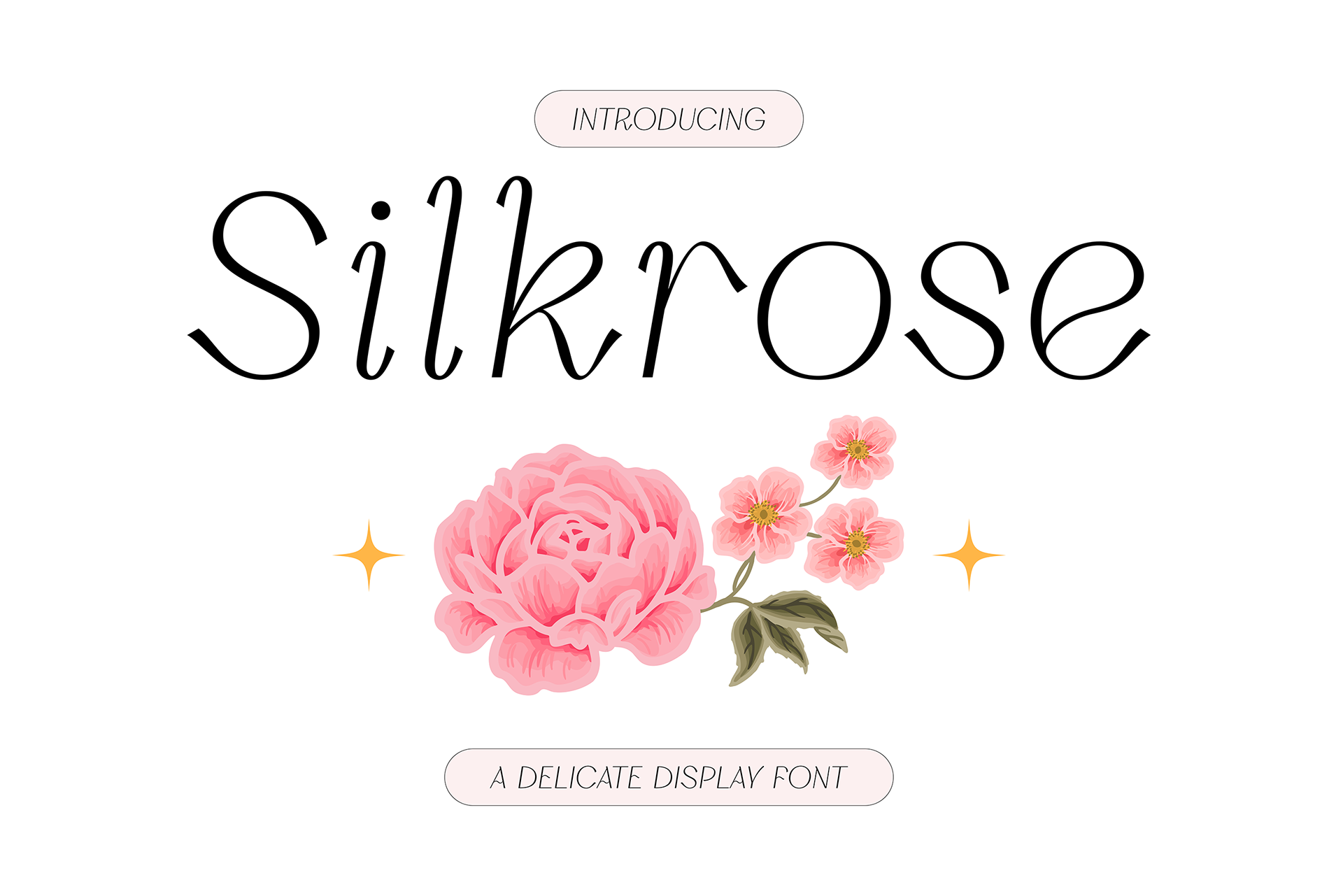 Sample of beautiful and aesthetic Silkrose font with flower elements