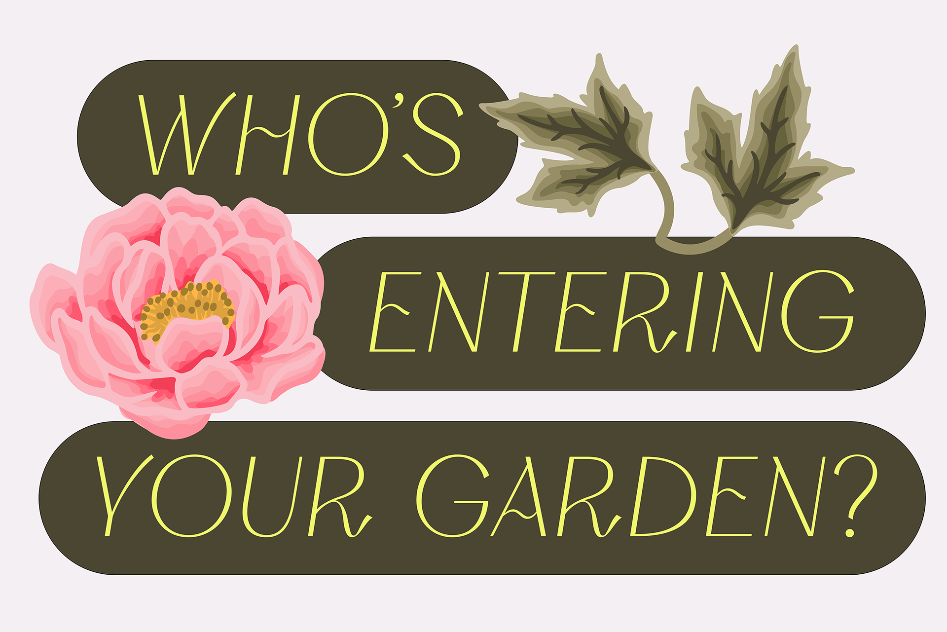 Silkrose modern aesthetic display font with elegant and beautiful curves, displayed with peony flower and leaf element decoration