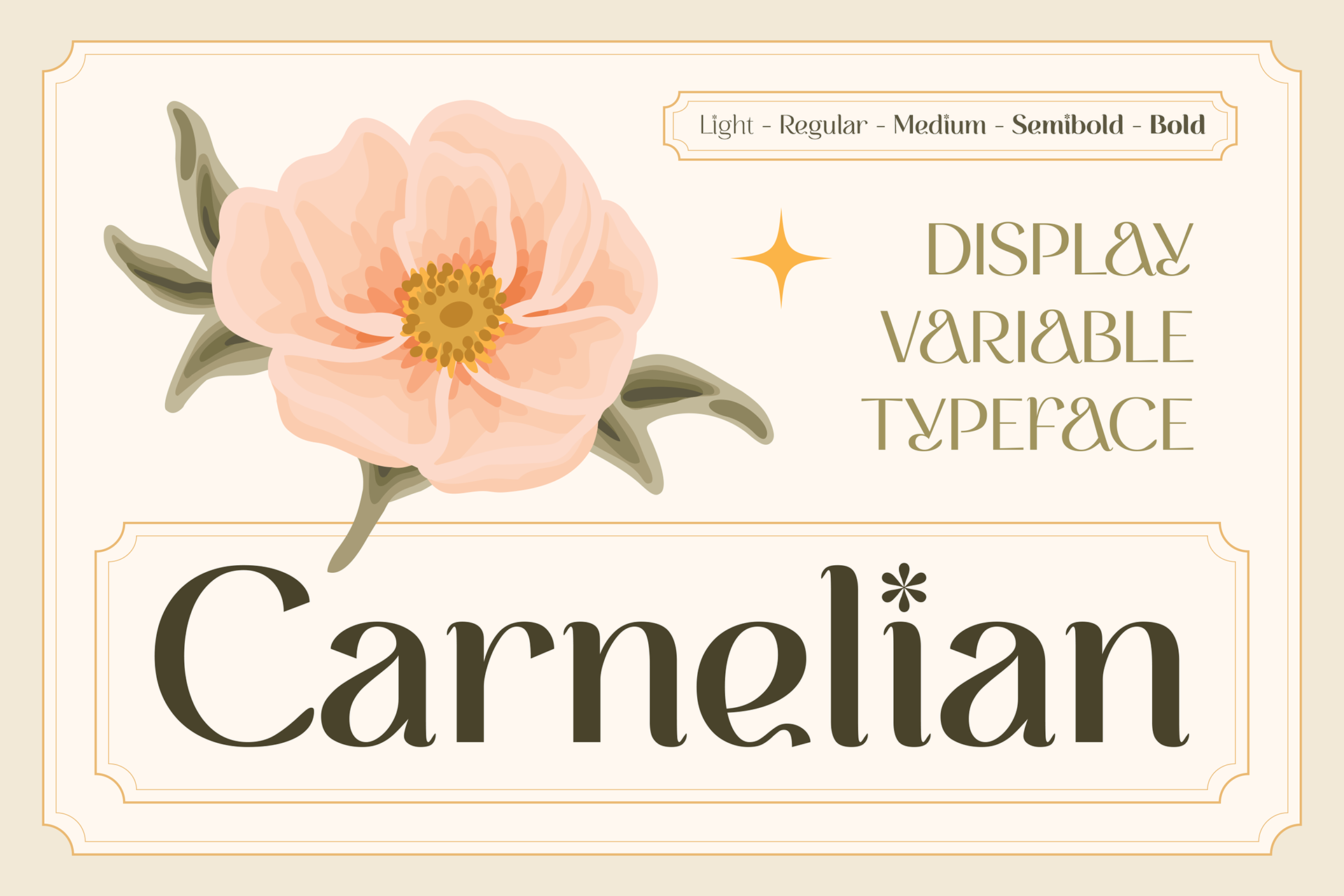 Beautiful and Aesthetic Carnelian Sans Serif Font with flower theme