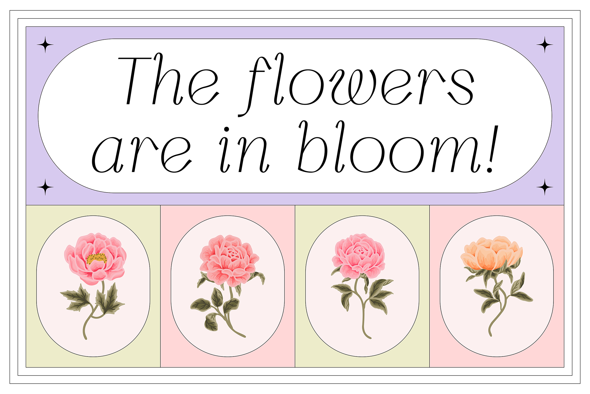 Silkrose modern aesthetic display font with elegant and beautiful curves, displayed with flower element decorations