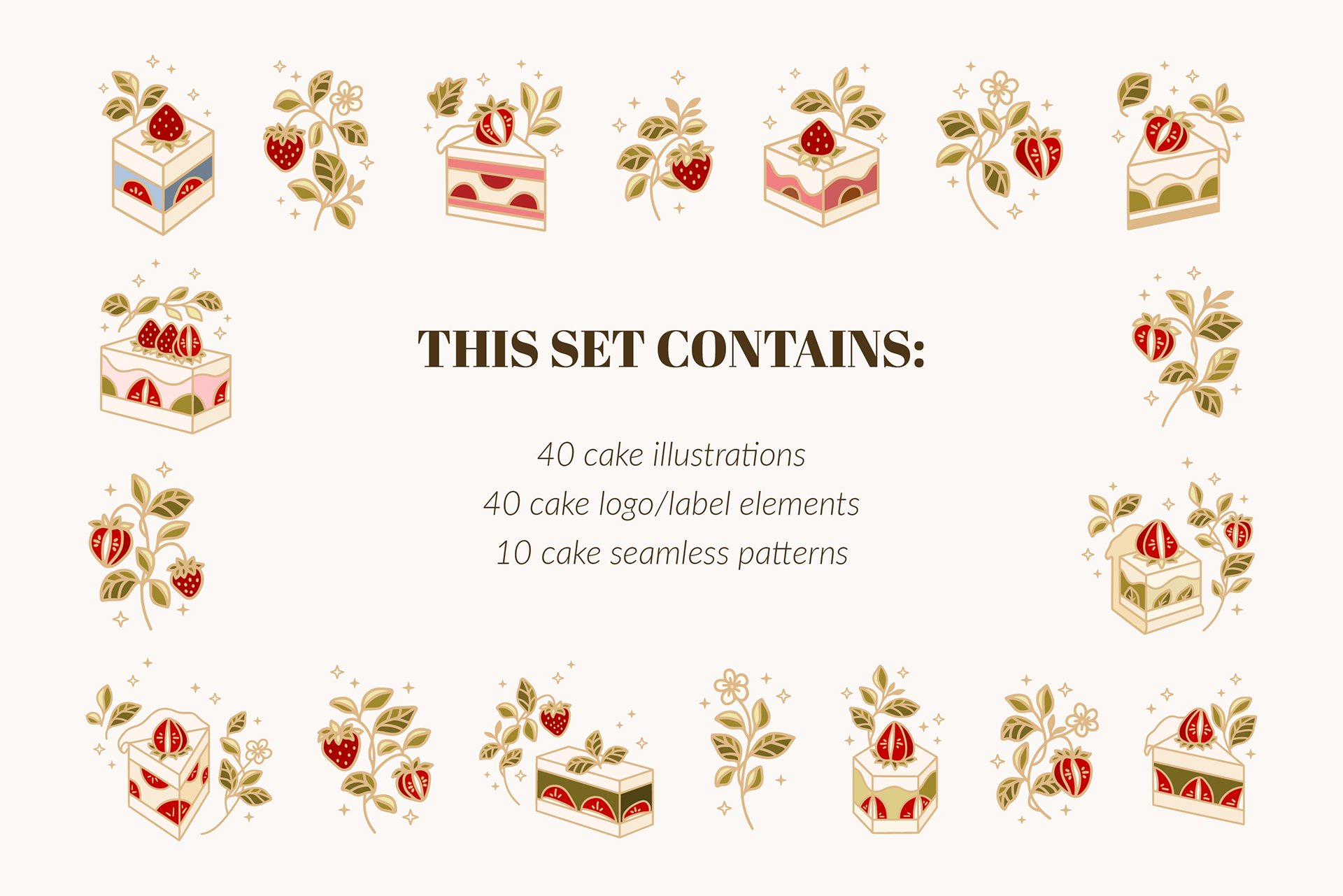 vintage and cute colorful cake vector illustration by artflorara