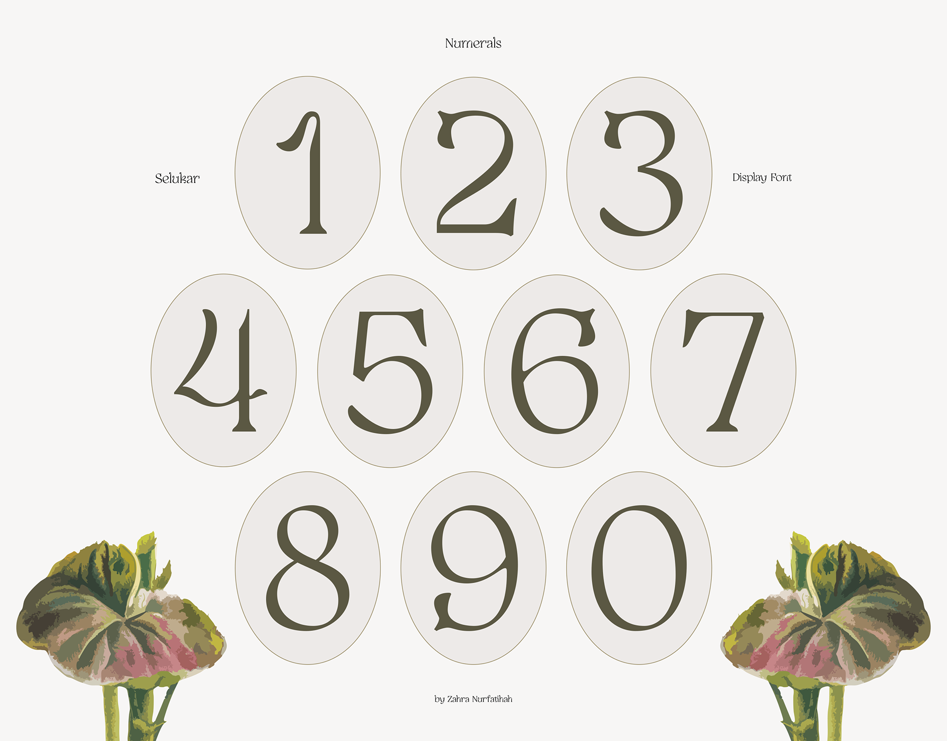 Numeral characters from Selukar vintage display serif font