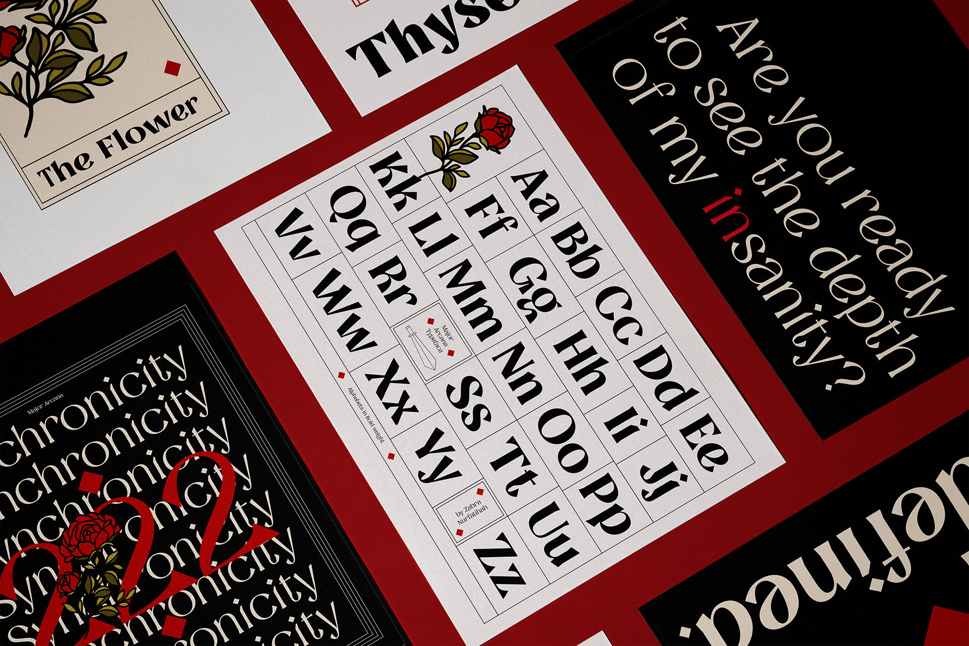 Major Arcana Display Serif Font on paper mockup design for branding preview