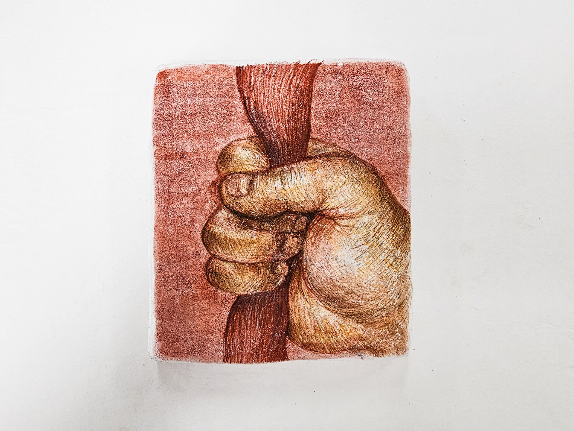 Holding On, Fresco 6" x 6"