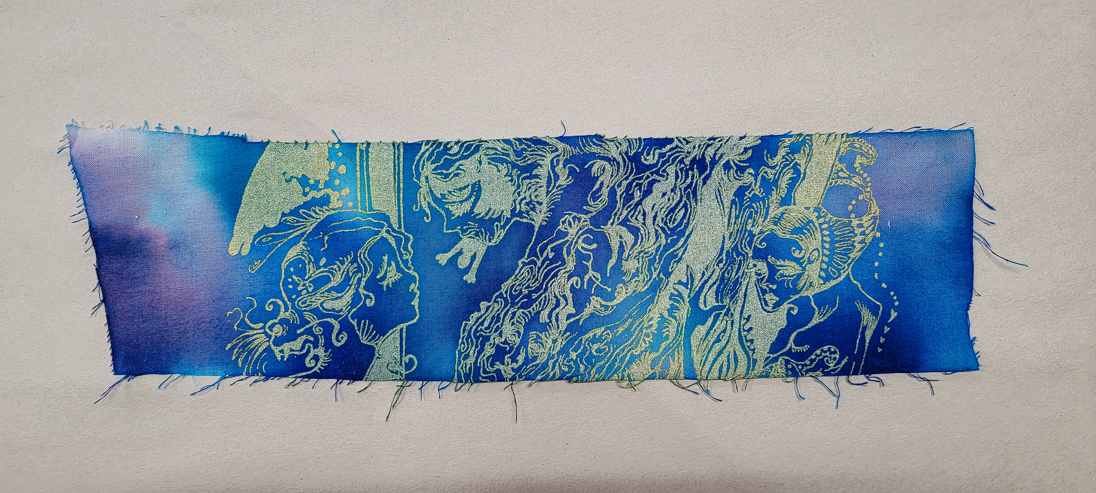 Screen-print on Hand-Dyed Fabric