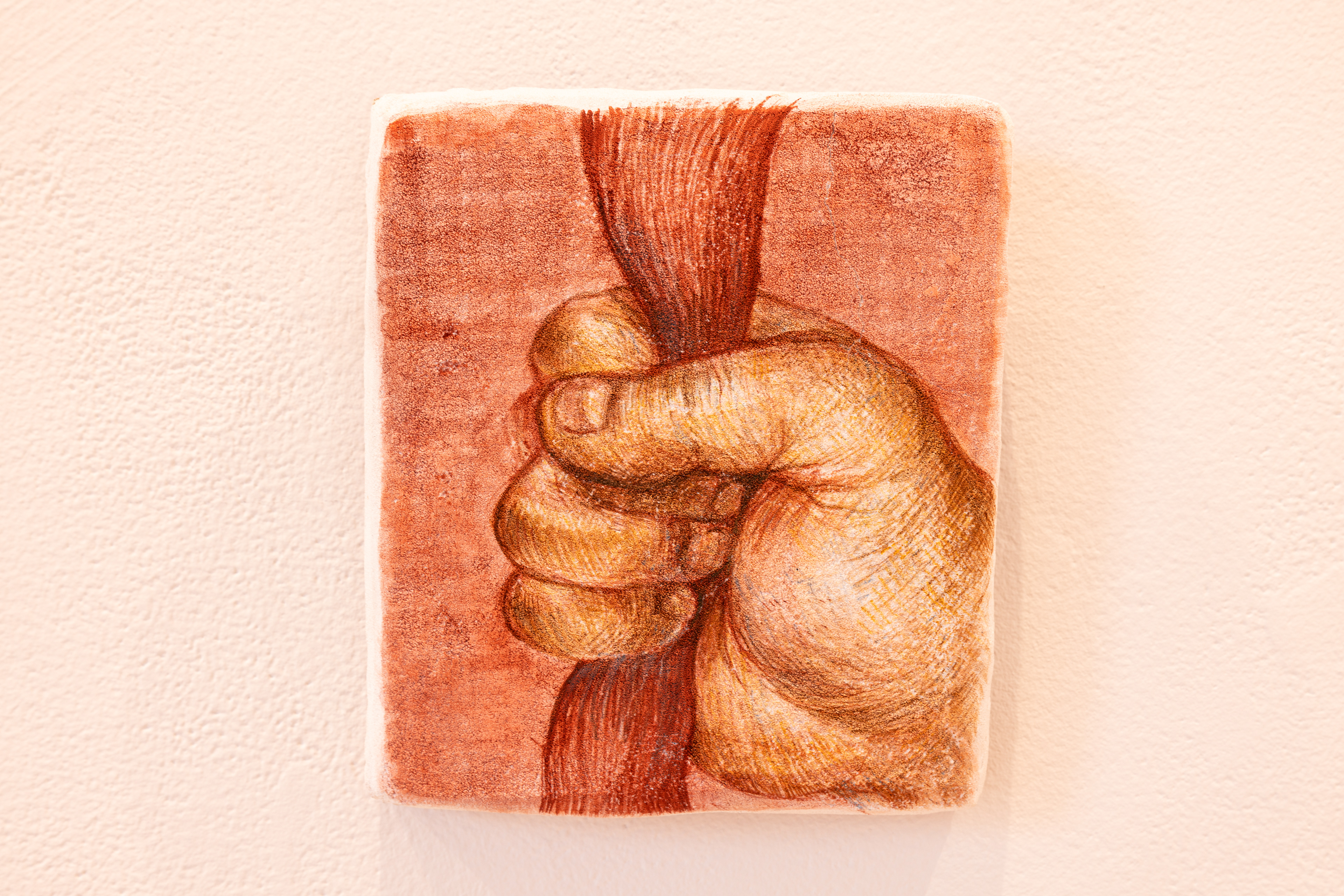 Holding On, Fresco 6" x 6" (on display)