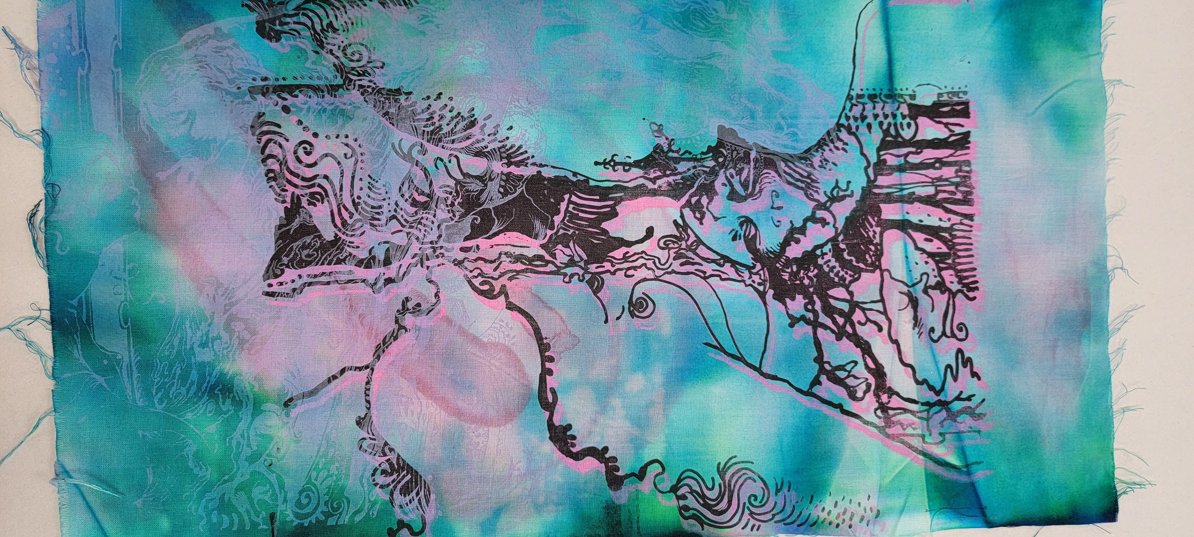 Screen-print on Hand-Dyed Fabric