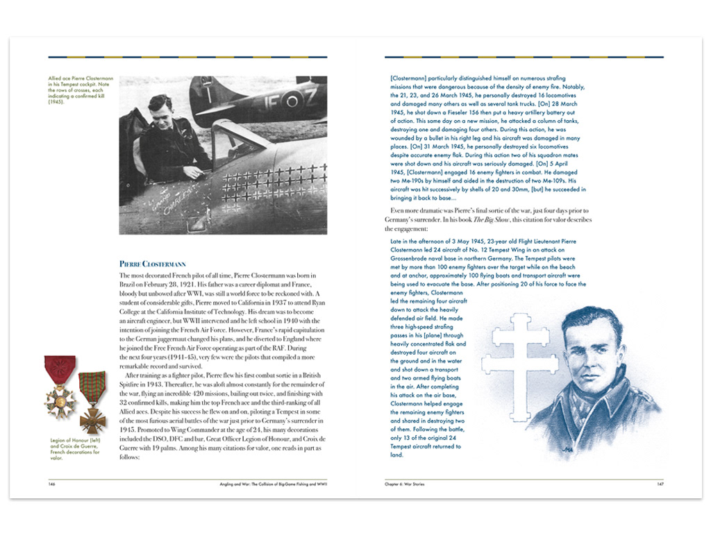 page spread of "Angling & War" book