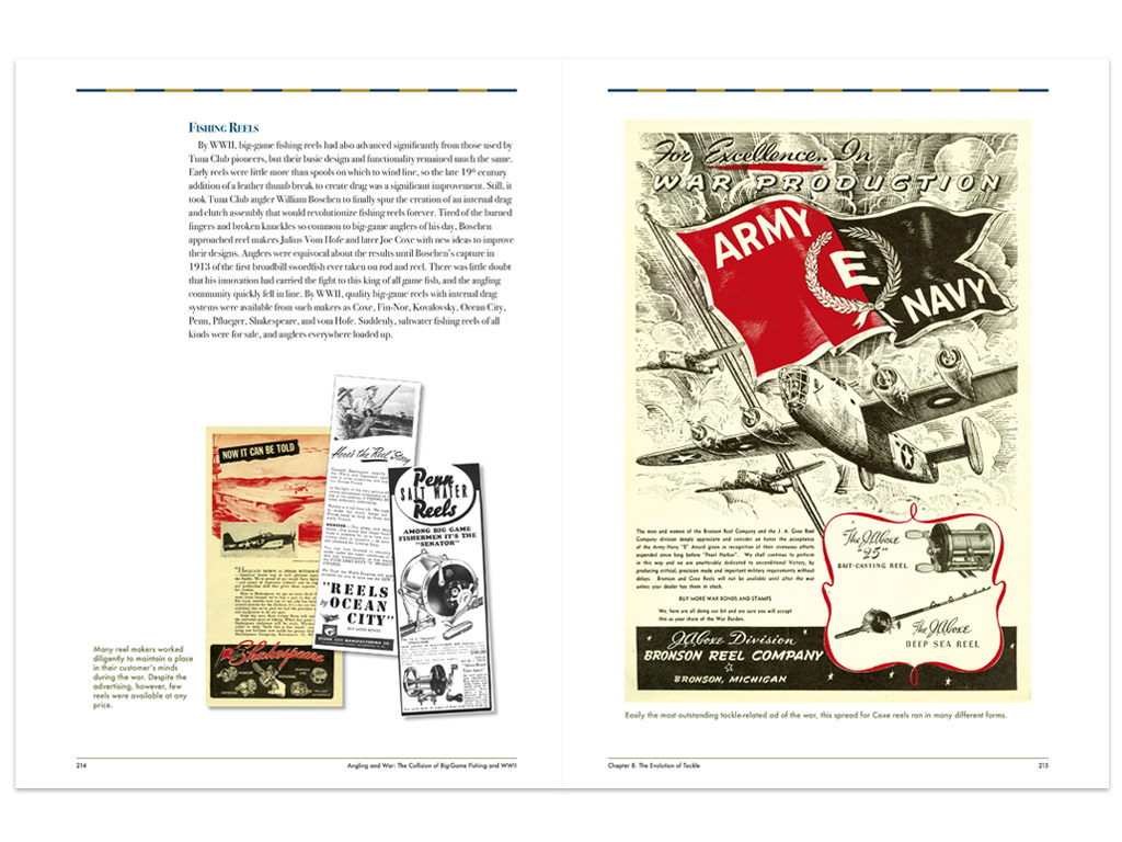page spread of "Angling & War" book