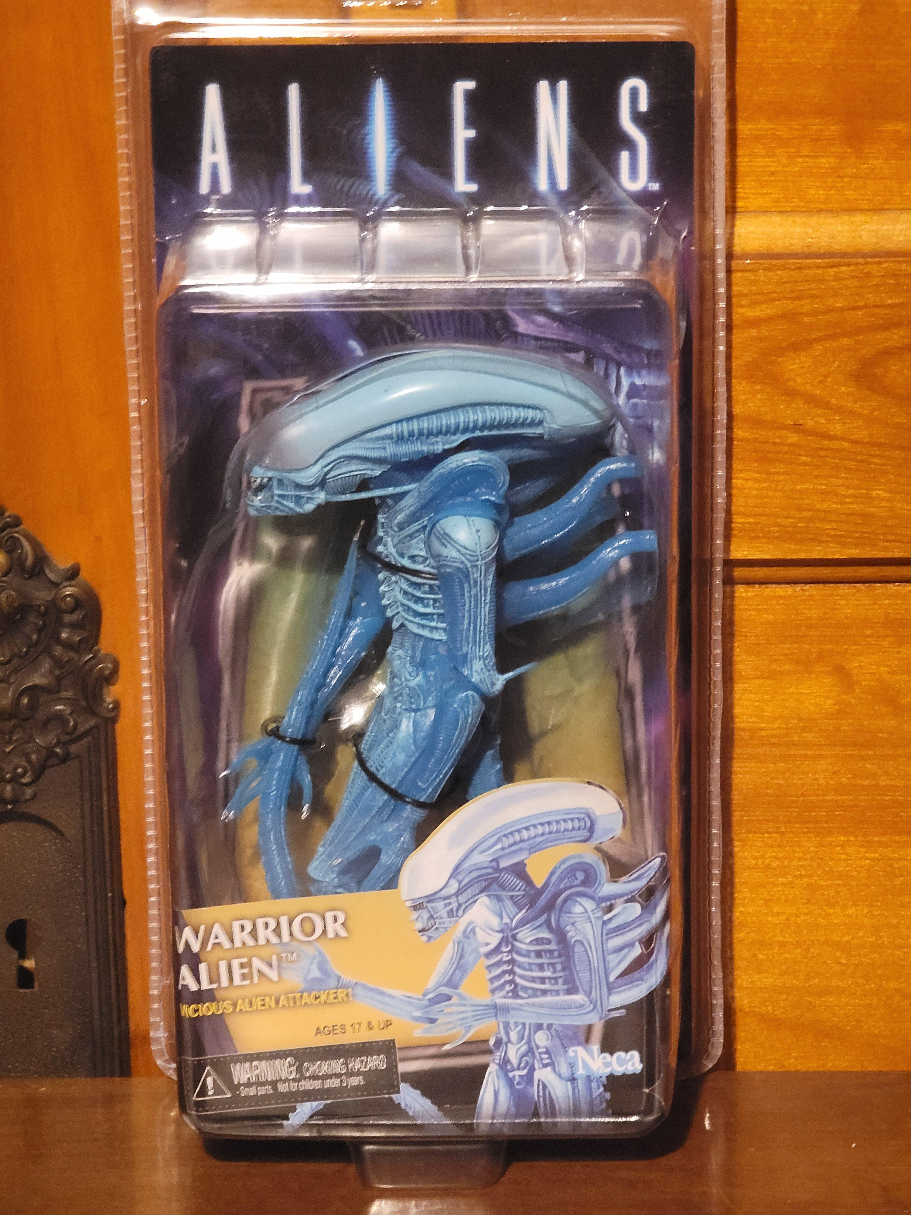 83: NECA blue Kenner style warrior Alien -vicious alien attacker sold as a set with the original Kenner version