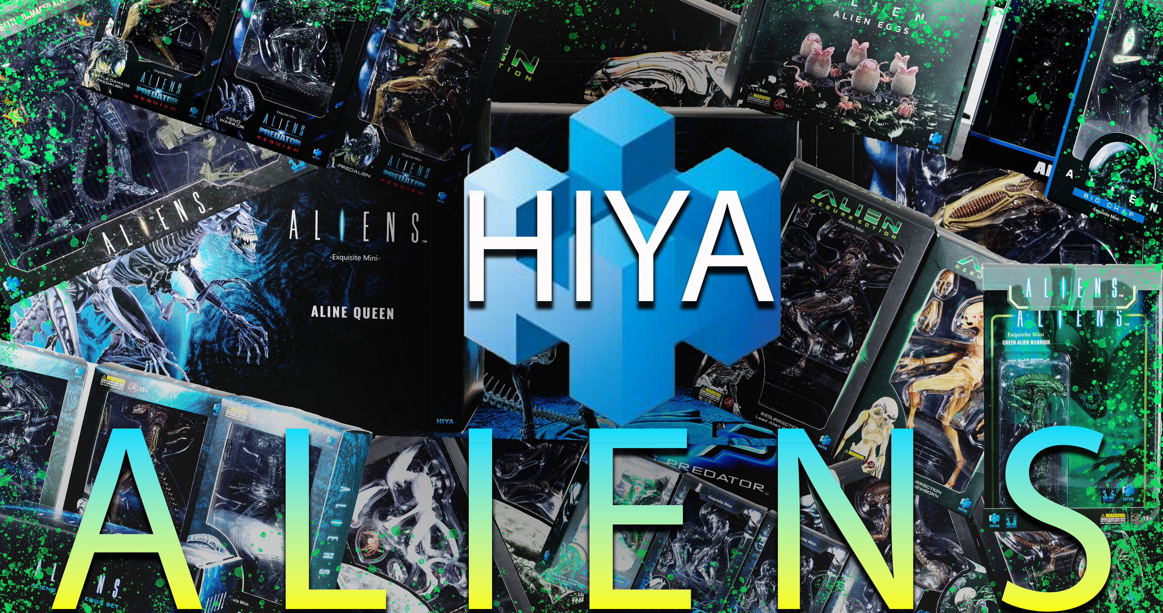 104 - 130: Hiya complete Alien collection plus extras HIYA toys complete alien creature collection, all complete and in box.  1.The Big Chap 2. The Big Chap Game Stop exclusive packaging 3. Alien egg and facehugger set 4. Aliens Queen 5. Aliens egg and facehugger set 6. Aliens Game Stop exclusive battle damaged warrior set. 7. Aliens battle damaged warrior 8. Aliens head shot warrior (2 included ) 9. Aliens brown warrior 10. Aliens blue warrior 11. Aliens crouching warrior (2 included 12. Aliens green Game Stop exclusive warrior 13. Alien 3 dog Alien "standing' 14. Alien 3 dog Alien "running 15. Alien resurrection Queen (brown) 16. Alien resurrection Newborn 1 7. Alien resurrection lead warrior 18. Alien covenant xenomorph 19. Alien covenant neomorph 20. Avp Queen 21. Avp battle damaged Queen 22. Avp warrior (2 included) 23. Avp grid Alien 24. Avp blowout battle damaged Alien 25. Avp thermal vision warrior 26. Avp requiem Predalien 27. Avp requiem battle damaged Predalien 28. Avp requiem xenomorph warrior