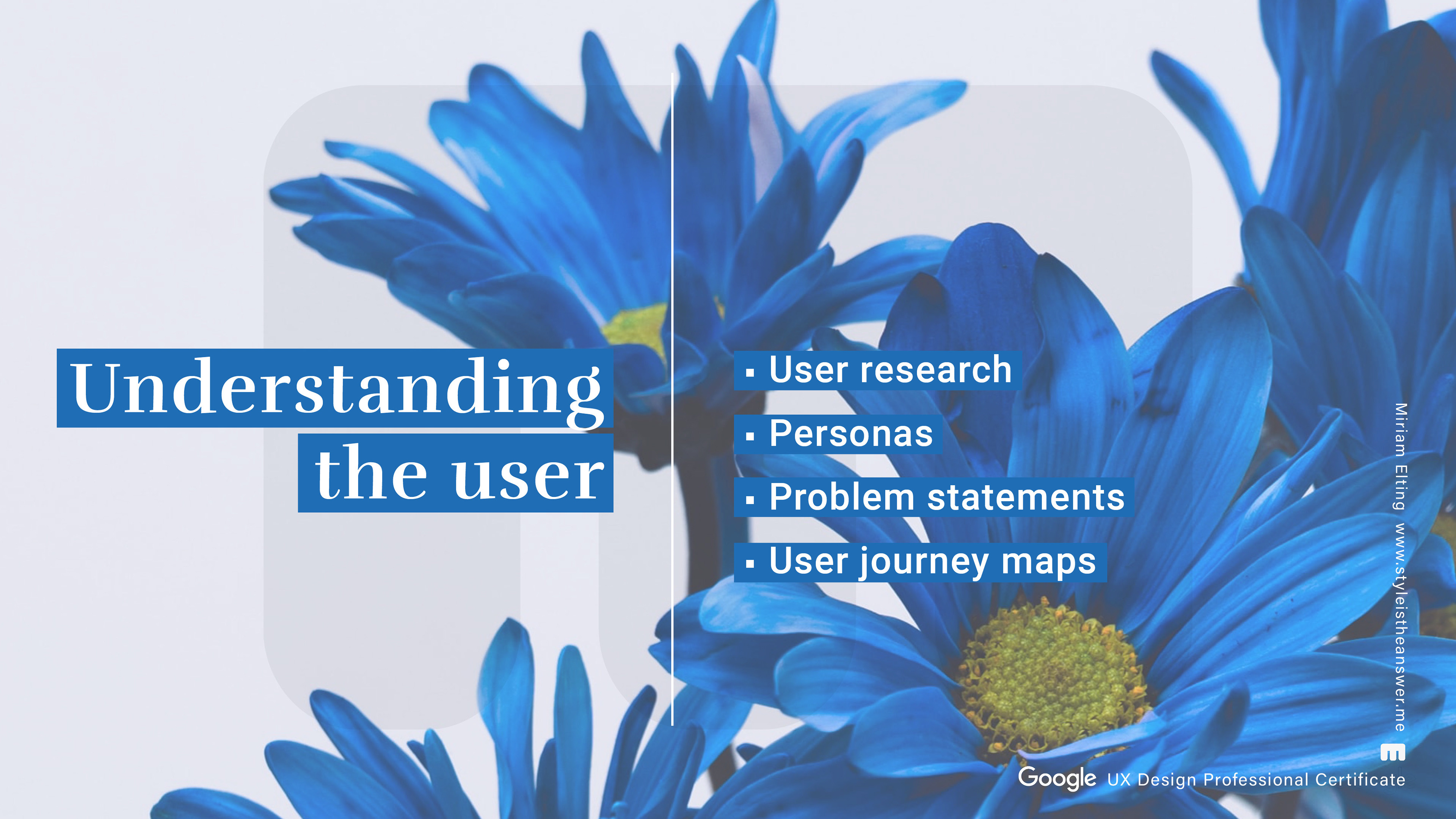 Understanding the user: User research, Personas, Problem statements, User journey maps