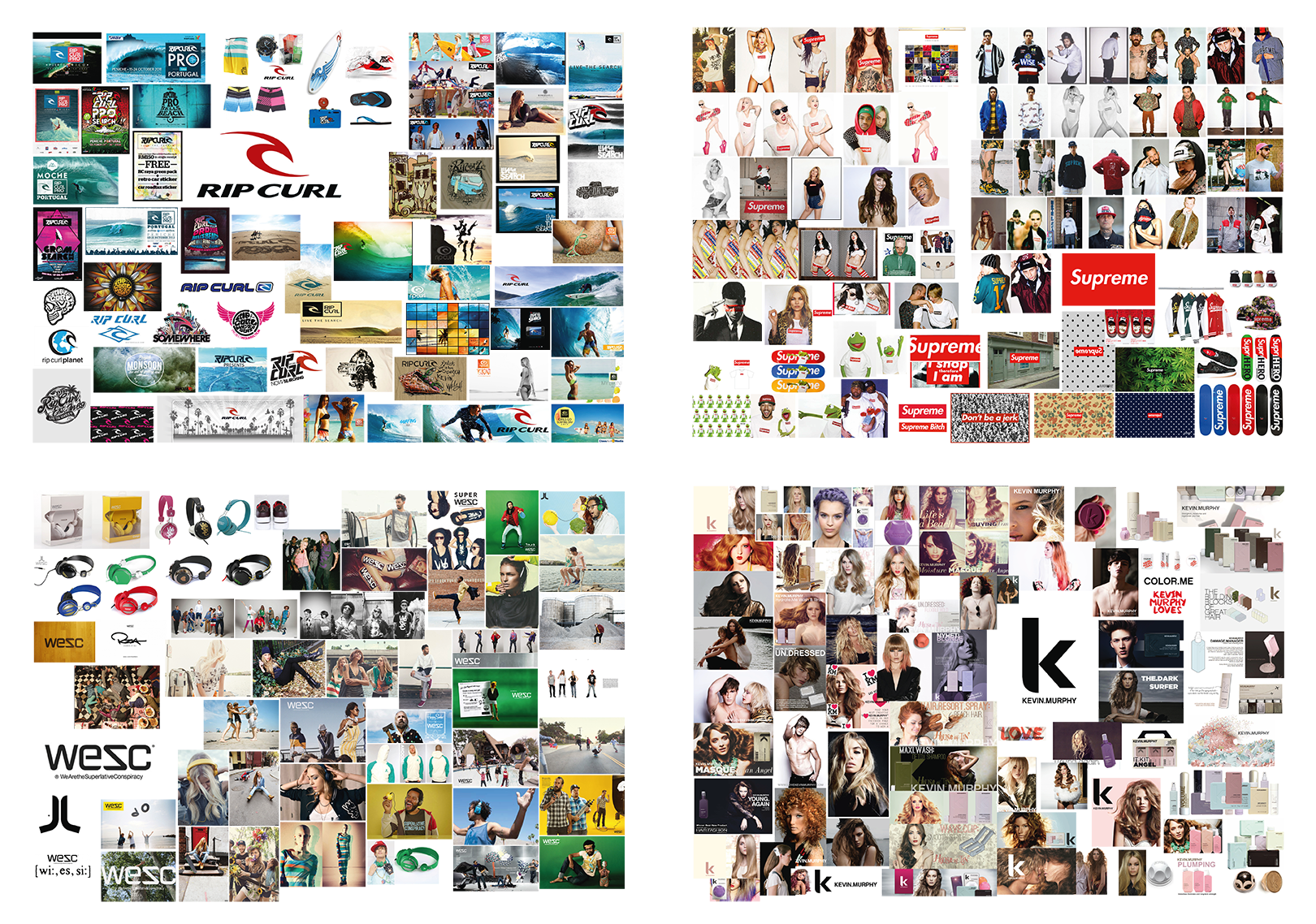 Analysis of the brands Rip Curl, Supreme, WESC and Kevin Murphy