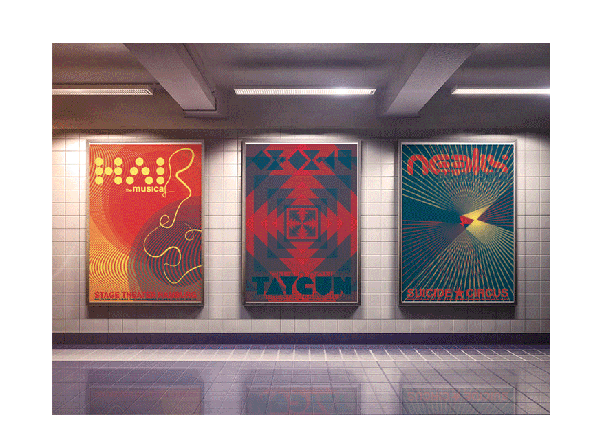 GIF of poster designs by Miriam Elting
