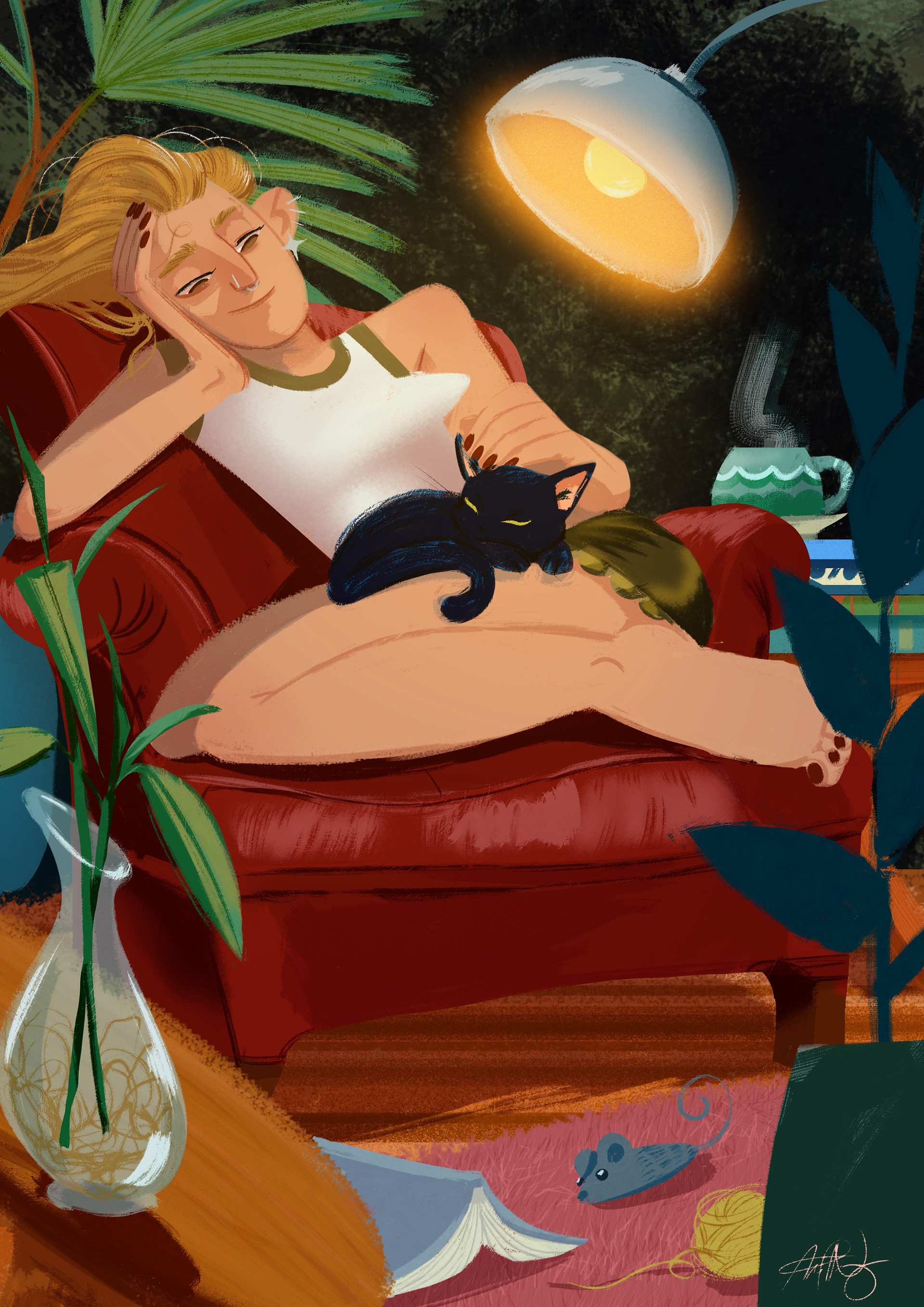 A GIRL AND HER CAT